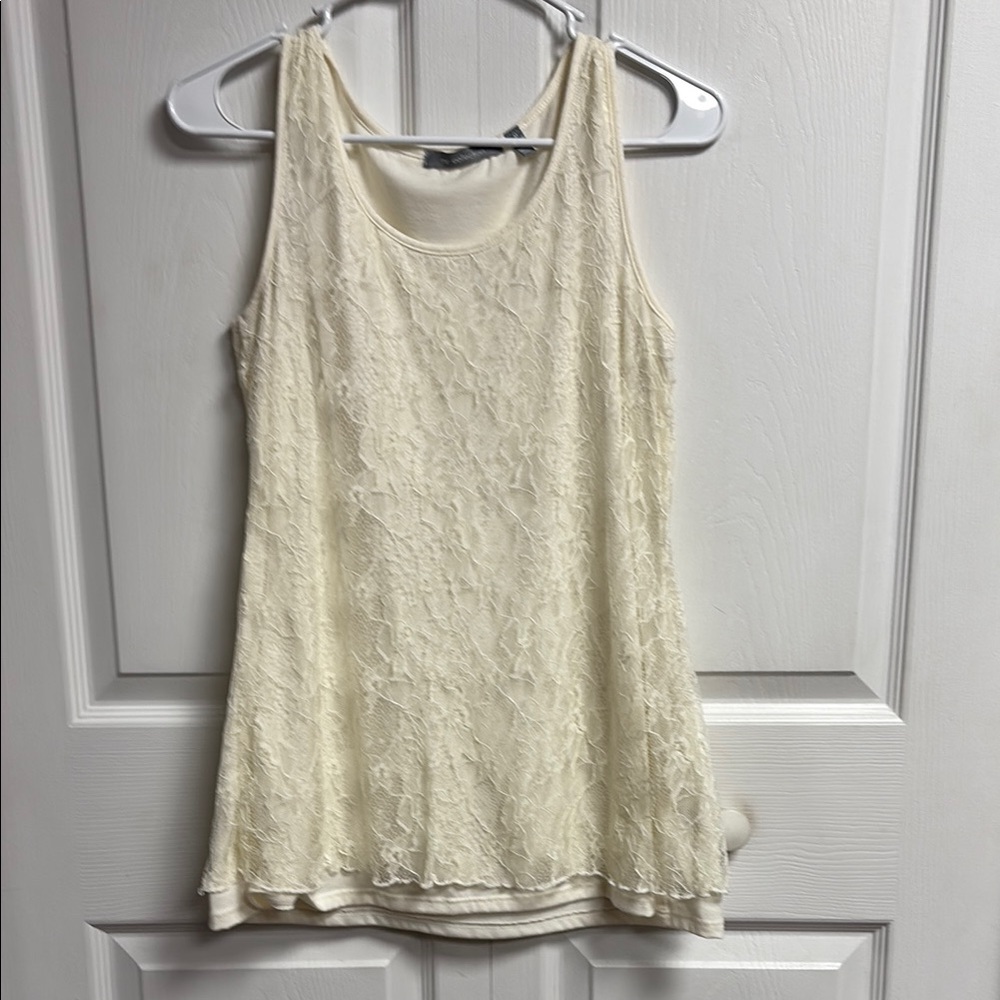 NY Collection Cream Lace Tank Top
